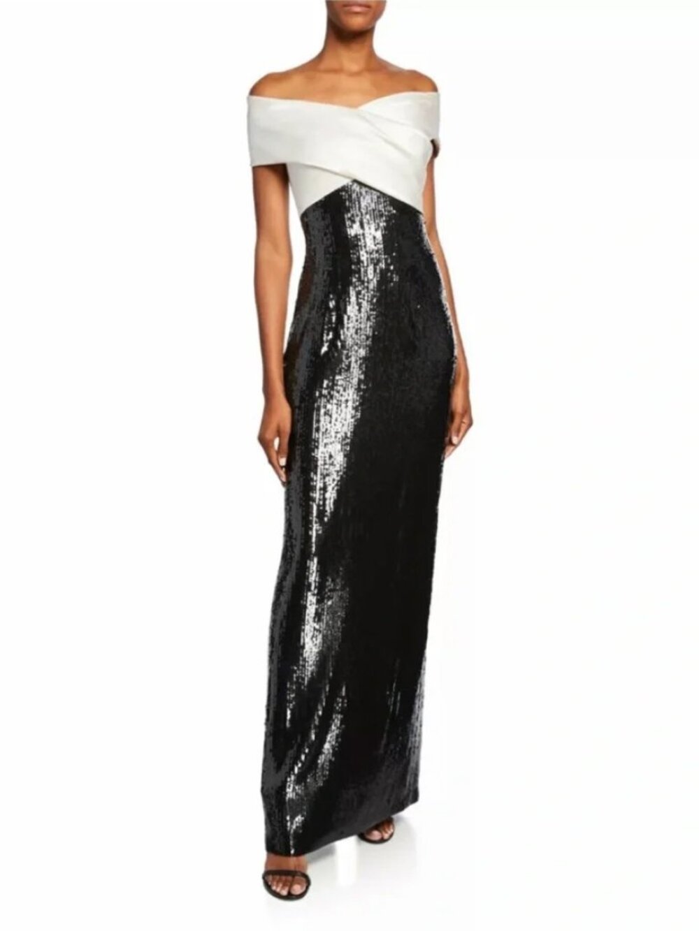 St. John Coloblock Sequined Gown